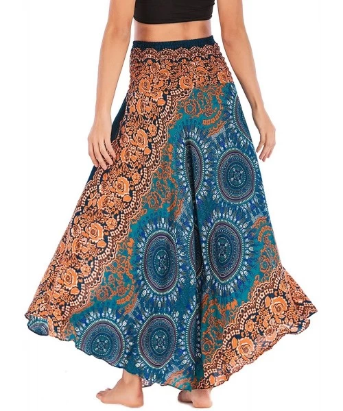 Cover-Ups Women's Wrap Skirt Halter Dress Hippie Bohemian Gypsy Flowy Long Maxi Beach Skirts - Green - CI18U2INLXS