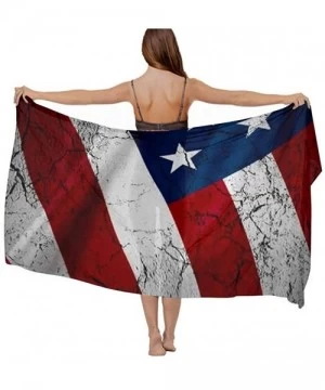 Cover-Ups Women Chiffon Scarf Summer Beach Wrap Skirt Swimwear Bikini Cover-up - American Usa Flag Crack - CW190HHS5Q3