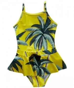 Sets Mommy and Me Swimsuit Family Matching Swimwear One Piece V Neck Bathing Suit - Yellow - CF19682DERE