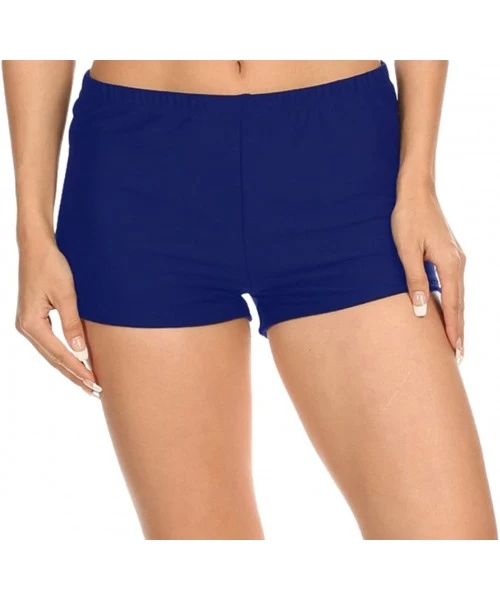 Tankinis Women's Solid Fully Lined Boyshort Bottom - Navy - CJ18CY5E6GS