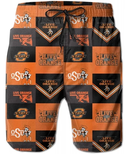 Board Shorts Men's Quick Dry Swim Shorts with Mesh Lining Swimwear Bathing Suits Beach Shorts - Oklahoma State Cowboys-6 - CS...