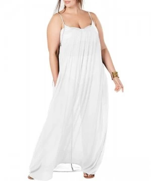 Cover-Ups Womens Plus Size Maxi Cover Ups Beach Dresses Spaghetti Strap Backless Coverups Swimwear - White - CN18QYSYZIE