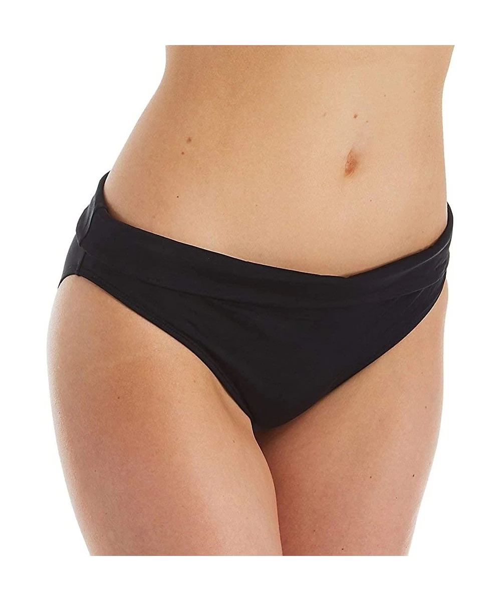 Bottoms Anya Riva Fold-Over Bikini Bottom - Black - C518WX0OR6X