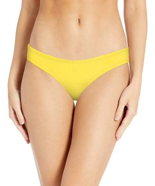 Bottoms Women's Sublime Reversible Cheeky Cut Bikini Bottom Swimsuit - Submarine Yellow Rib - C718YU38MSZ