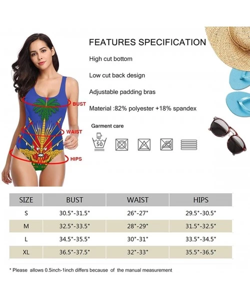 One-Pieces Coat of Arms of Haiti Ladie's One Piece Beach Swimwear Padded Backless Elastic Bathing Suit - Swimwear - CQ196O44UQD