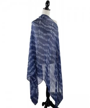 Cover-Ups Women Spring Summer Musical Notes Print Lightweight Cotton Scarf Wrap Beach Shawl Cover-Up - Navy Blue - C918TYDX5M6