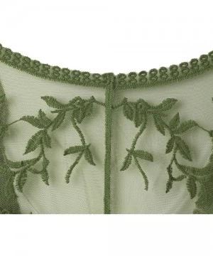 Cover-Ups Women's Lace Cardigan Floral Open Stitch Crochet Vest Beach Wear Cover Up Kimono with Half Sleeves - Army Green - C...