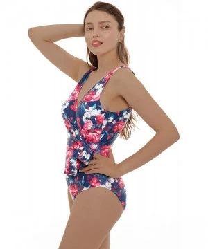 One-Pieces Women's Bowknot One Piece Swimsuit V Neck Backless Beach Swimwear Low-U-Back Bathing Suit for Women - Rose - C0198...