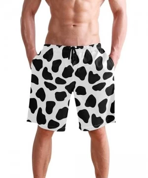 Board Shorts Men's Swim Trunks Butterfly Swan Phoenix Fairy Quick Dry Beach Board Shorts with Pockets - Milk Cow Texture - CC...