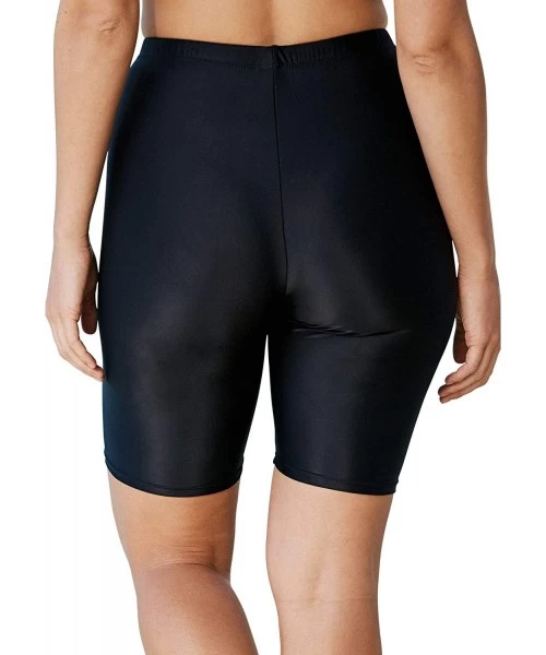 Board Shorts Women's Plus Size Swim Bike Short Swimsuit Bottoms - Black (2264) - C818QXZ8TZ7