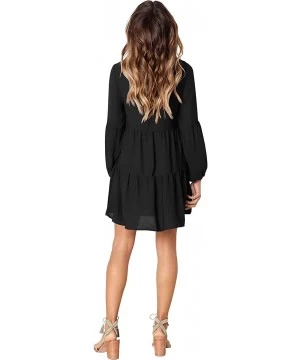 Cover-Ups Women Summer Tunic Dress V Neck Casual Loose Flowy Swing Shift Dresses - A Black - CP18H636U4C