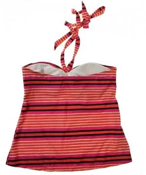 Tankinis Island Escape Women's Striped Halter Tankini Bandeau Top - Coral - CS12D2VNLD3