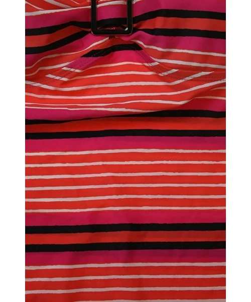 Tankinis Island Escape Women's Striped Halter Tankini Bandeau Top - Coral - CS12D2VNLD3