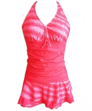 Racing Womens Shorts Polyester Push-Up Padded Bra Tankini Swimsuit Bikini - 6696hot Pink - C118O2I6L9D