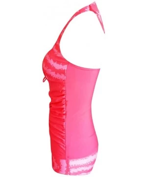 Racing Womens Shorts Polyester Push-Up Padded Bra Tankini Swimsuit Bikini - 6696hot Pink - C118O2I6L9D