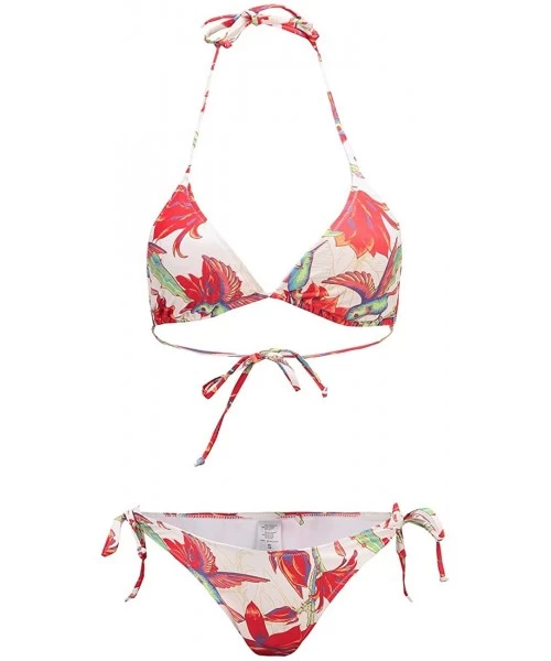 Sets Women's Halter Swimwear Printed Two Piece Bikini Sets - Off-white - CK18DACT0CC