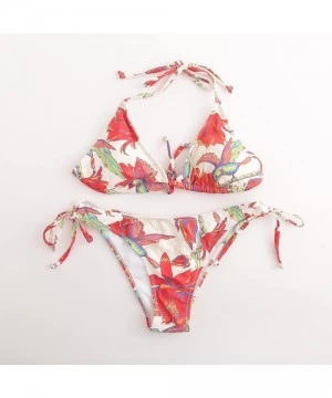 Sets Women's Halter Swimwear Printed Two Piece Bikini Sets - Off-white - CK18DACT0CC