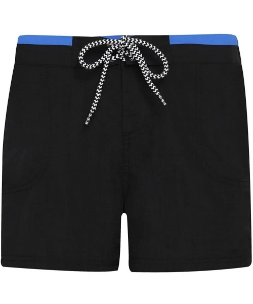 Board Shorts Womens/Ladies Swim Shorts - Black/Royal - C418E6O3CAT