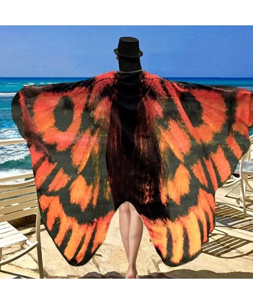 Cover-Ups Women's Swimsuit Bikini Beach Cover Ups Butterfly Wings Pattern Chiffon Sarong Pareo Scarf Swimwear Shawl Wraps (Co...