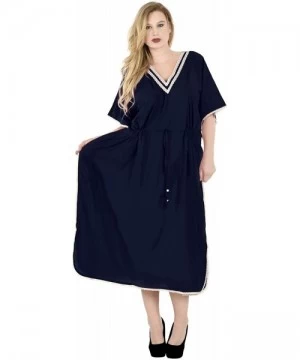 Cover-Ups Women's Caftan Sundress Casual Evening Dress Cover Ups Solid Plain - Navy Blue_p409 - CM12EU1XPTT