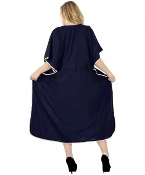 Cover-Ups Women's Caftan Sundress Casual Evening Dress Cover Ups Solid Plain - Navy Blue_p409 - CM12EU1XPTT