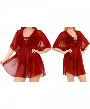 Cover-Ups Cover Ups for Swimwear Women Chiffon Blouse Sheer Swim Bathing Suit B - Red_i759 - C0184TXX08H