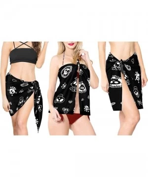 Cover-Ups Shawls Scarves Scarf Women's Skull Halloween Costume Swimsuit Pareo Cover Ups Beach Sarong B Halloween Black_b931 -...