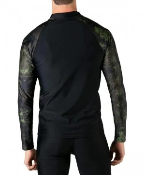 Rash Guards Men's Swim Performance Rash Guard- UPF 50+ Sun Protection - Black / Green Digi Camo - C418RC9XWDM