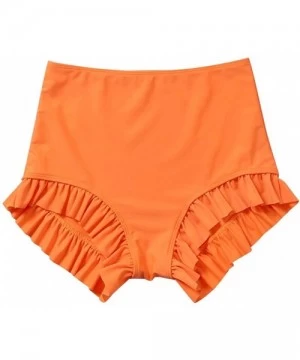 Tankinis Women's Swim Shorts Ruffle Bikini Tankini Bottom Ruched Tummy Control Swimsuit Brief - Orange - C9196IWUM43