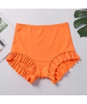 Tankinis Women's Swim Shorts Ruffle Bikini Tankini Bottom Ruched Tummy Control Swimsuit Brief - Orange - C9196IWUM43