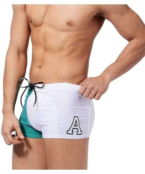 Racing Men's Swim Trunks Drawstring Quick Dry Nylon Swimming Briefs - A-greenwhite - CH18UE5Q50Z