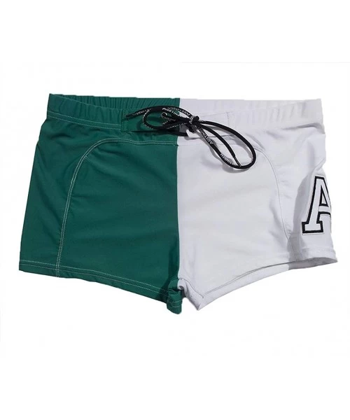 Racing Men's Swim Trunks Drawstring Quick Dry Nylon Swimming Briefs - A-greenwhite - CH18UE5Q50Z