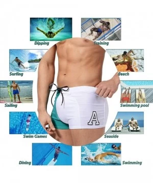 Racing Men's Swim Trunks Drawstring Quick Dry Nylon Swimming Briefs - A-greenwhite - CH18UE5Q50Z