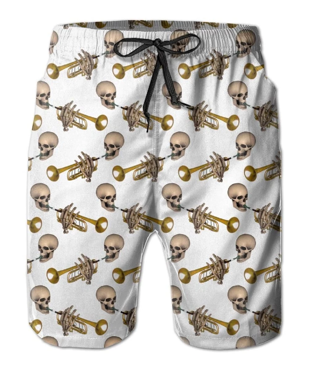 Board Shorts Classic Men's Swim Trunks Beach Shorts with Pockets (Skull Trumpet Pattern) - Skull Trumpet Pattern - CP18TZ9GOG8