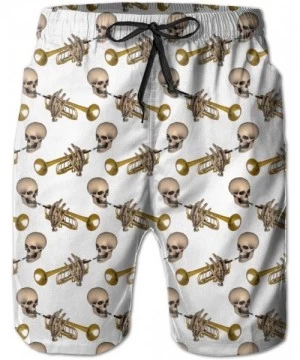 Board Shorts Classic Men's Swim Trunks Beach Shorts with Pockets (Skull Trumpet Pattern) - Skull Trumpet Pattern - CP18TZ9GOG8