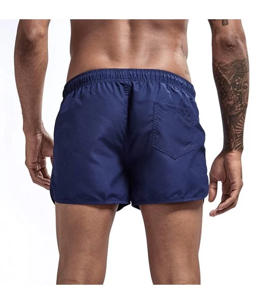 Board Shorts Shorts Men's Spring and Summer Splicing Swimming Trousers and Beach Surfing - Dark Blue - C5190OSIR5Q