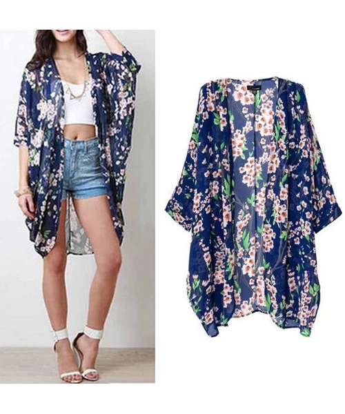 Cover-Ups Women Kimono Kaftan Cardigan Loose Chiffon Bikini Cover Up - A3 - CZ12F9WNB8X