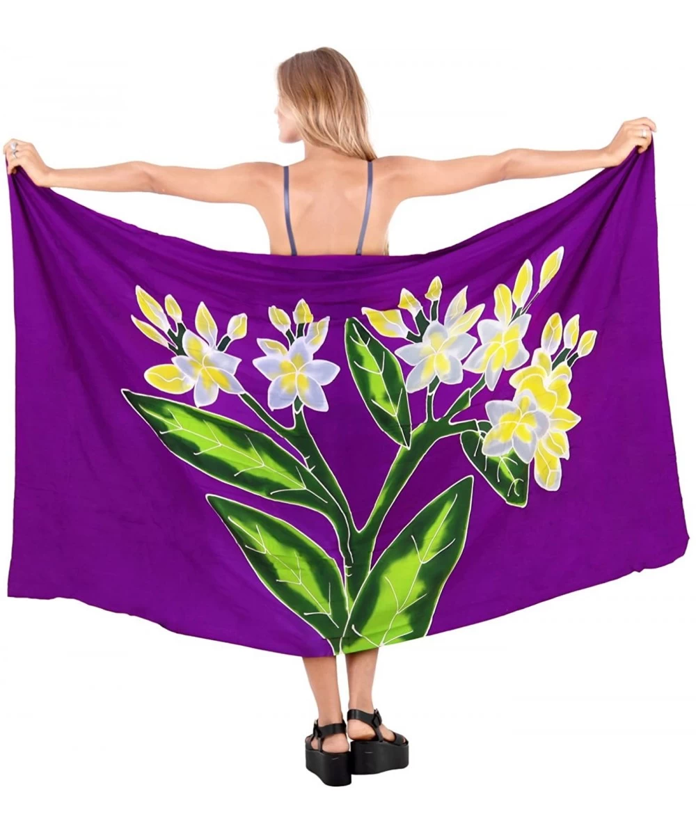 Cover-Ups Women's Swimsuit Cover Up Beach Sarong Wrap Maxi Skirt Tie Hand Paint - Autumn Purple_o633 - CF129WXBZZB