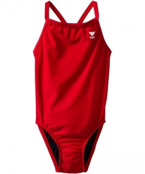 Racing Sport Girls' Solid Diamondback Swim Suit - Red - CU1117OXCNR