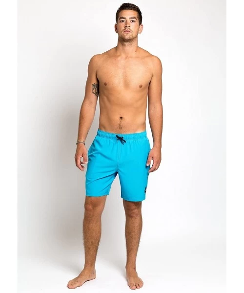 Trunks Nomad Swim Trunks Recylced Men's Quick Dry 4 Way Stretch 18" Swimsuit - Cyan - CF18EYELCNH