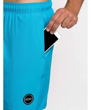 Trunks Nomad Swim Trunks Recylced Men's Quick Dry 4 Way Stretch 18" Swimsuit - Cyan - CF18EYELCNH