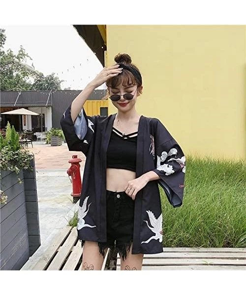 Cover-Ups Summer Womens Beach Kimono Wear Cover up Swimwear Beachwear Bikini Cardigan - Black 13 - CF198MTDC45