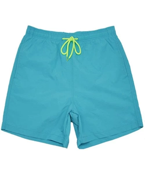 Trunks Mens Quick Dry Beach Short Swim Trunks with Mesh Lining - Light Blue - CK18DRN3938