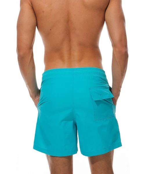 Trunks Mens Quick Dry Beach Short Swim Trunks with Mesh Lining - Light Blue - CK18DRN3938