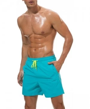 Trunks Mens Quick Dry Beach Short Swim Trunks with Mesh Lining - Light Blue - CK18DRN3938