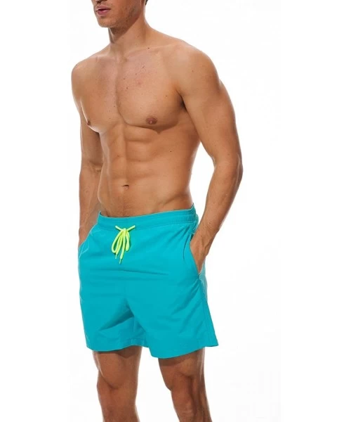 Trunks Mens Quick Dry Beach Short Swim Trunks with Mesh Lining - Light Blue - CK18DRN3938