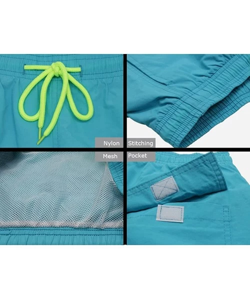 Trunks Mens Quick Dry Beach Short Swim Trunks with Mesh Lining - Light Blue - CK18DRN3938