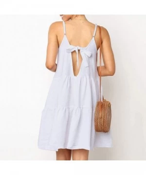 Cover-Ups Women's Flowy Sundress Flared Tunic Dress - White3 - CS18UYS47D3