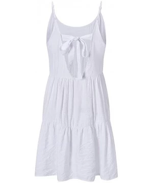 Cover-Ups Women's Flowy Sundress Flared Tunic Dress - White3 - CS18UYS47D3