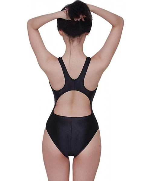 One-Pieces Sexy Leotards Women Japanese Swimwear High Cut One Piece Suit Female Bather Bathing Summer Suit Swim - Black - CR1...